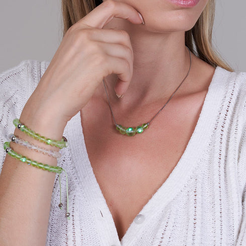 Émeraude | Argent sterling .925 | Collier fermoir infini verre sirène